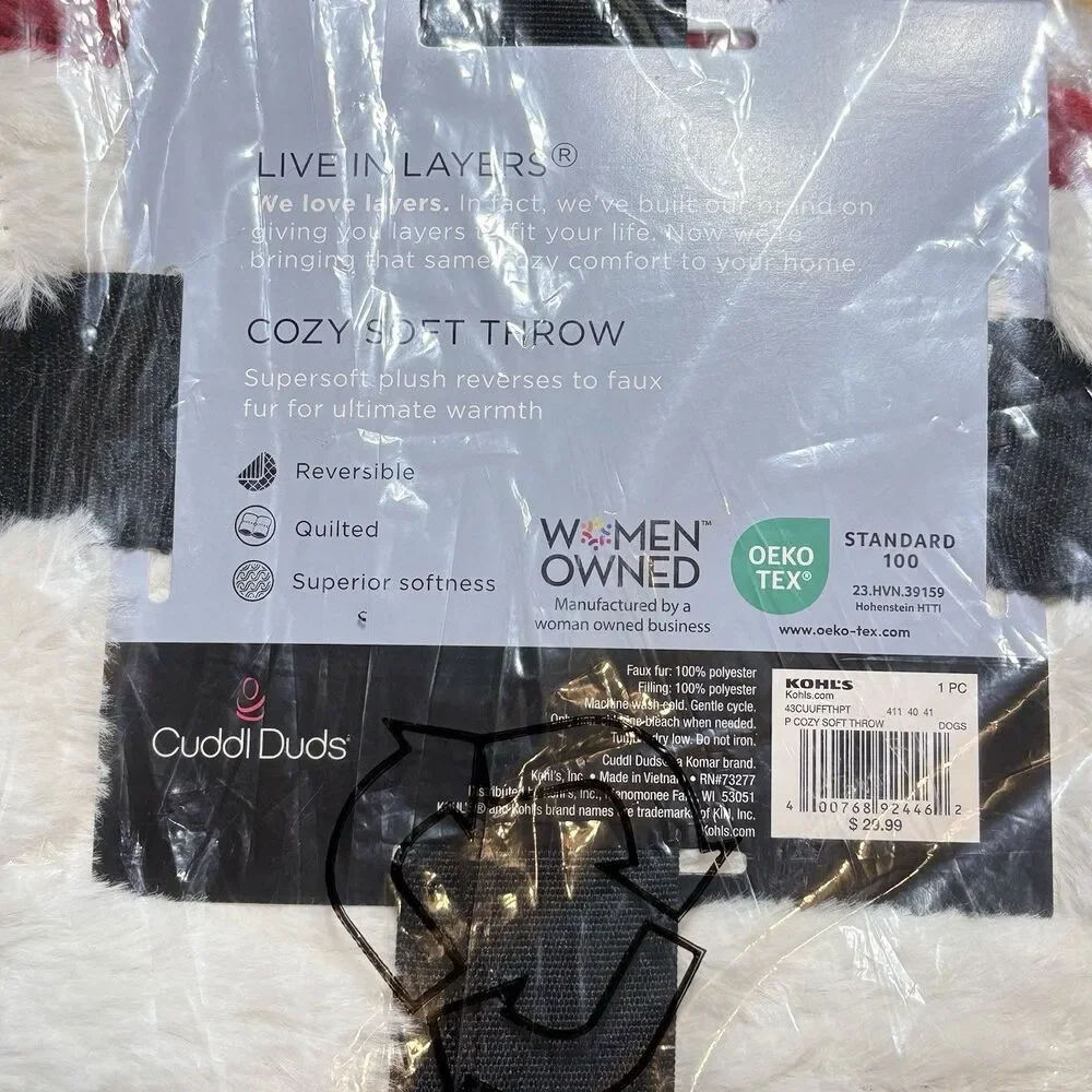 Cuddl Duds Plush Sherpa Throw Blanket And Throw Pillows Festive Dogs